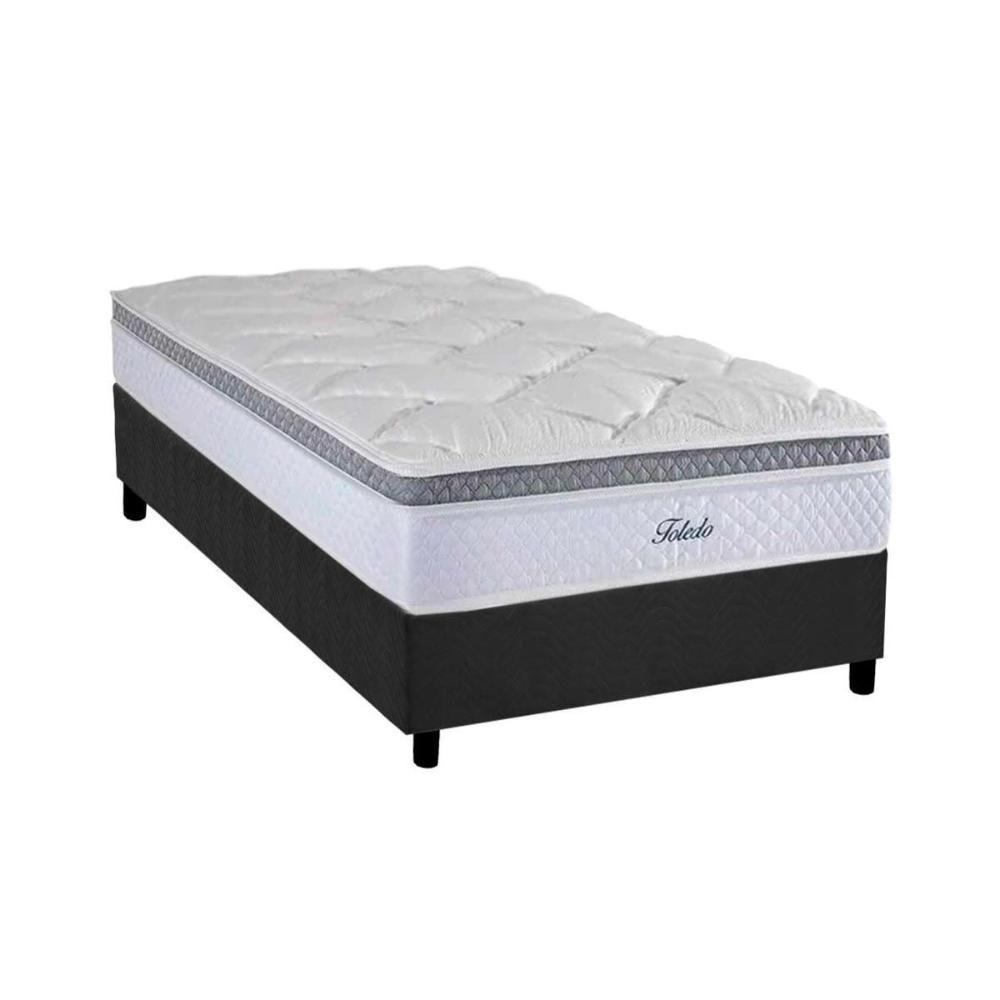 Cama Box Solteiro: Colchão Molas Ensacadas Herval MasterPocket Toledo + Base CRC Suede Gray(88x188) - 1