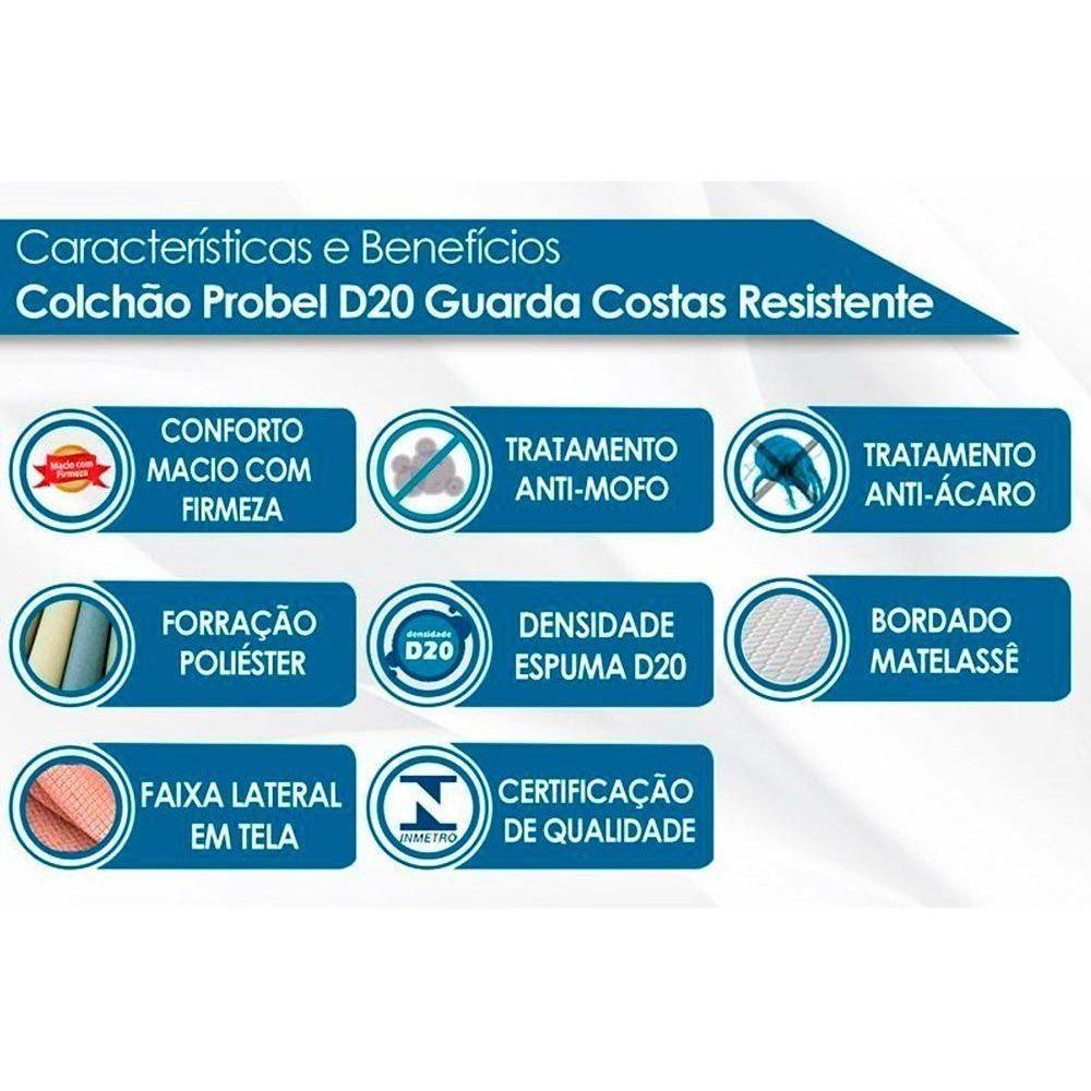 Cama Box Queen: Colchão Espuma Probel Guarda Costas Resistente + Base CRC Suede Gray(158x198) - 4