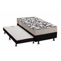 Cama Box c/Auxiliar Solteiro: Colchão Espuma Ortobom D26 Physical Ultra Resistente+Base CRC Courano Black(88x188) - 1