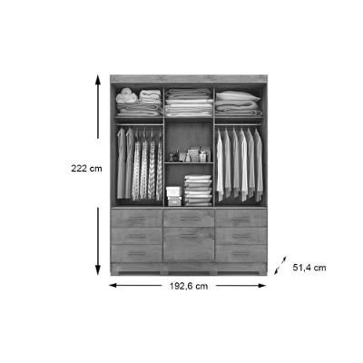 Guarda Roupa Casal Luiza 3 Portas de Correr 7 Gavetas Avelã Off White Panan
