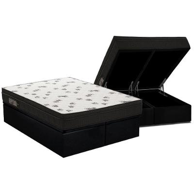 Cama Box Baú King: Colchão Espuma D45 Ortobom Light Saúde OrtopillowBase Courano Black(186x198)
