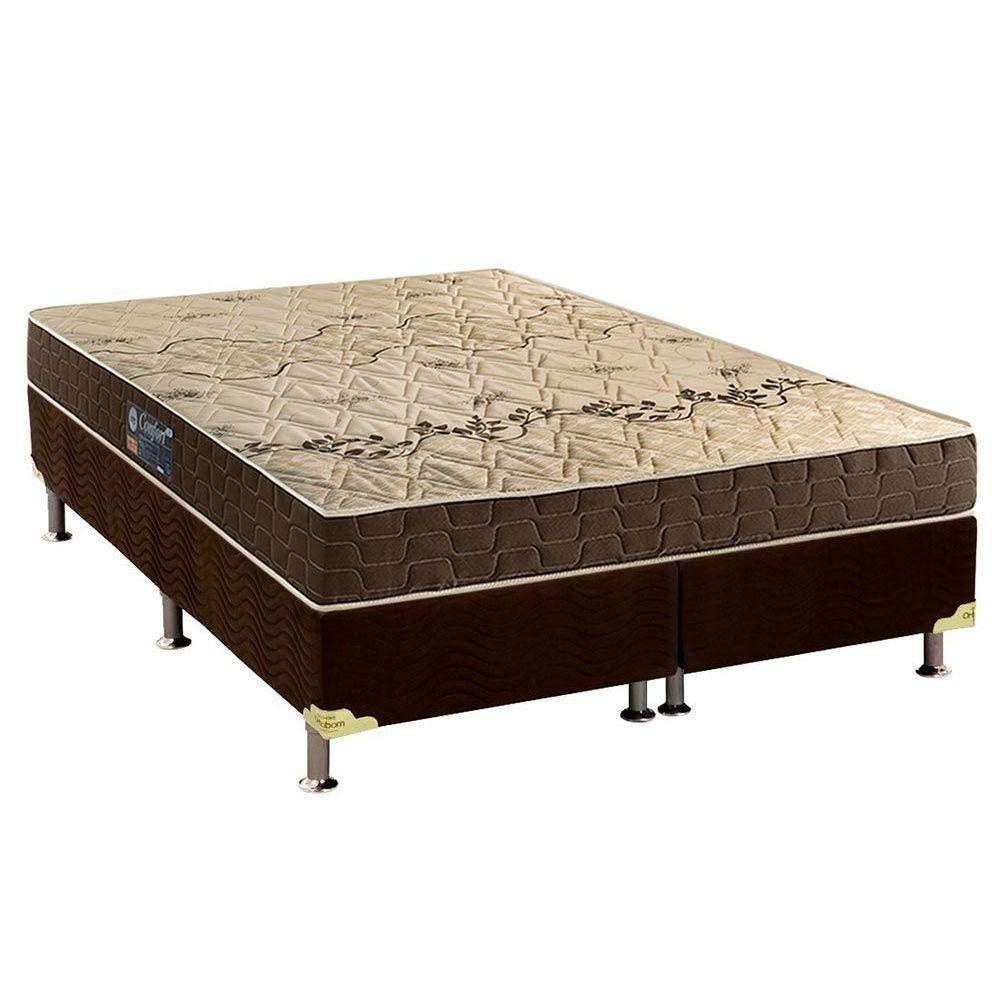 Cama Box Queen: Colchão Espuma Anjos D28 Confort + Base CRC Suede Brown(158x198) - 1
