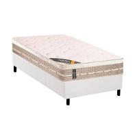 Cama Box Solteiro: Colchão Molas Bonnel Castor Tecnopedic Premium + Base CRC Suede White(88x188) - 1