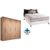 Cama Box Casal + Colchão American Herval + Guarda Roupa Master 8.6 Atacama - 1