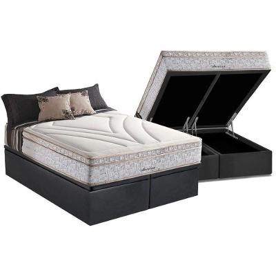 Cama Box Baú King: Colchão Molas Herval Maxspring American + Base CRC Suede Gray(193x203)