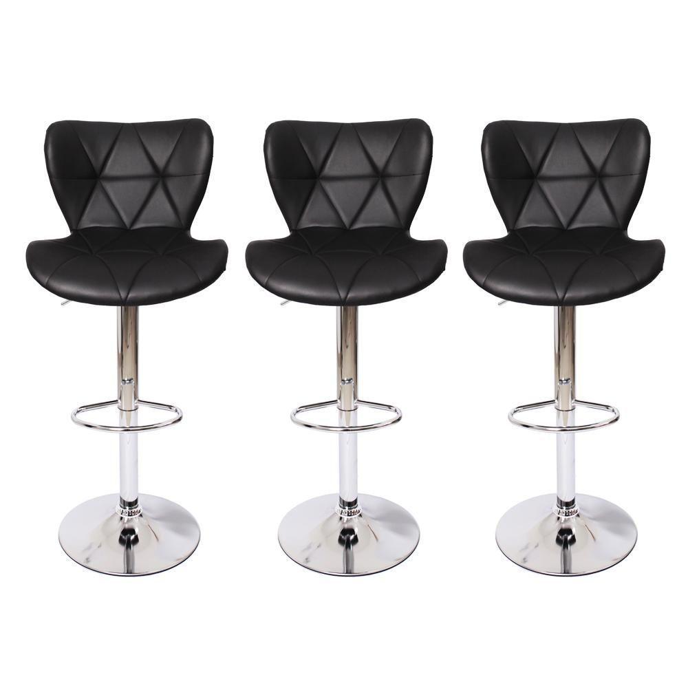 Kit 3 Banquetas Estofadas c/encosto p/Cozinha Gir. Preta - 1