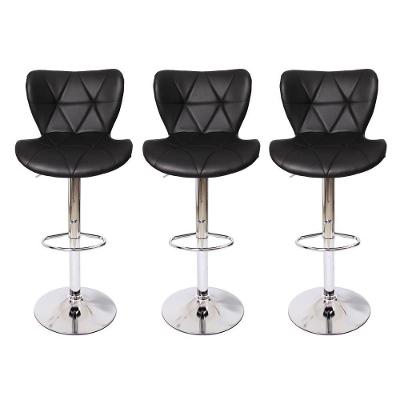 Kit 3 Banquetas Estofadas c/encosto p/Cozinha Gir. Preta