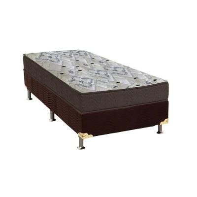 Cama Box Solteiro: Colchão Anatômico Ortobom D45/EP Fort Tech ISO 150 + Base CRC Suede Brown(78x188)