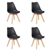 Conjunto 04 Cadeiras Eames Wood Leda Design Preta - 1