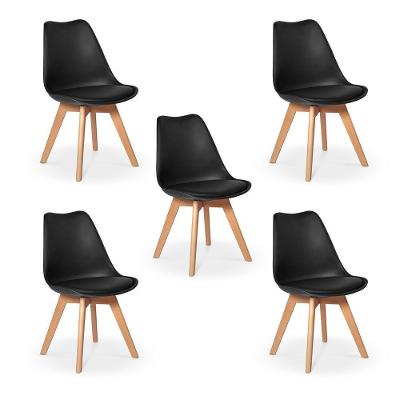 Conjunto 05 Cadeiras Eames Wood Leda Design Preta