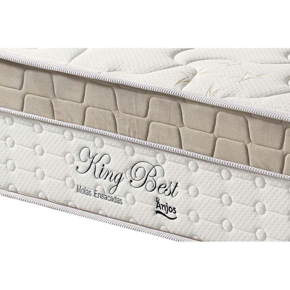 Cama Box Baú Casal: Colchão Molas Anjos Superlastic King Best + Base CRC Courano White(138x188) - 3