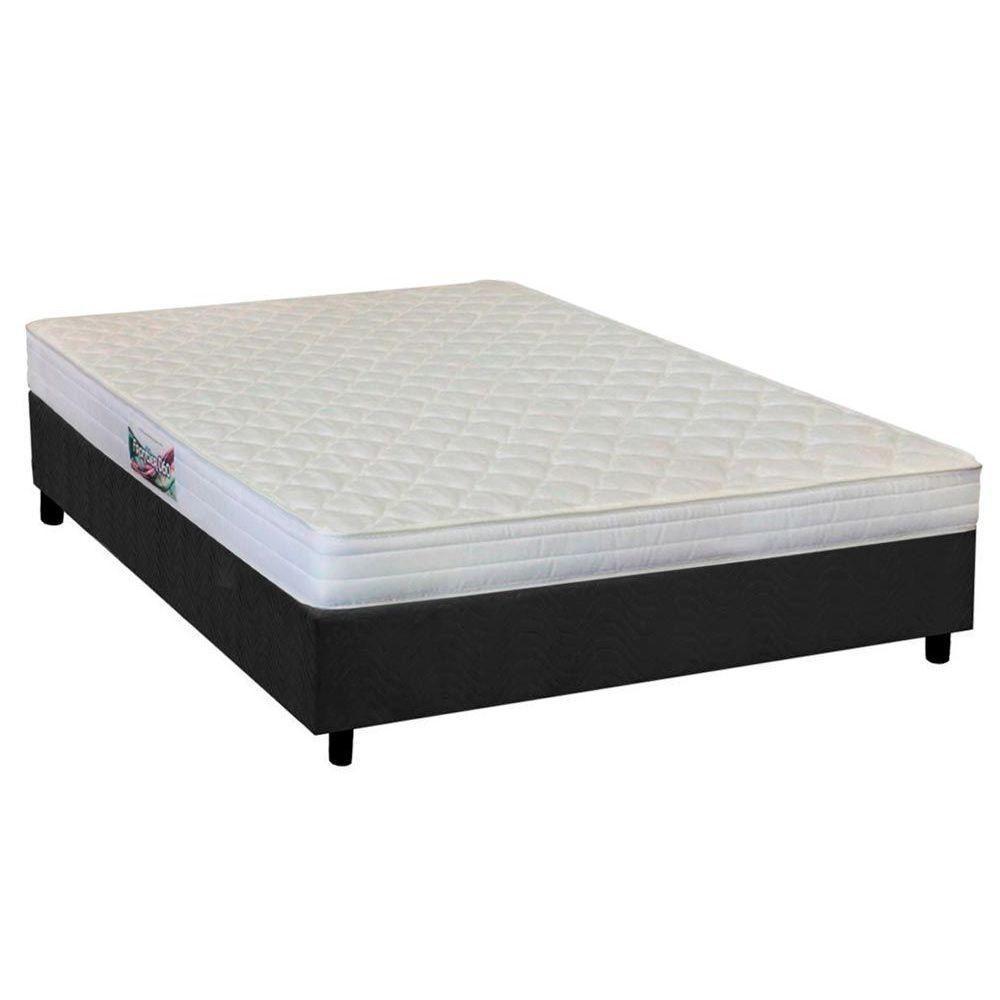 Cama Box Casal: Colchão Anatômico Herval Ag65 Frontier + Base Crc Suede Gray(138x188) - 1