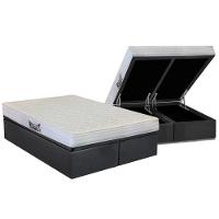 Cama Box Baú Queen: Colchão Ortopédico Herval D28 / AG65 Frontier + Base CRC Suede Gray(158x198) - 1