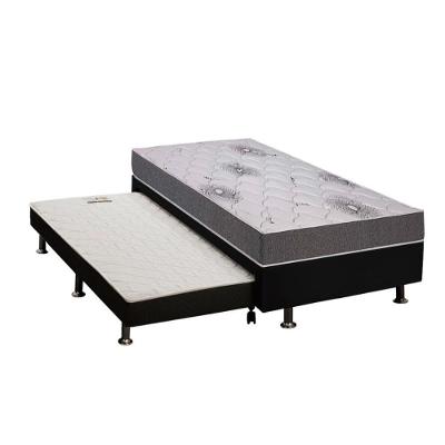 Cama Box C/auxiliar Solteiro: Colchão Espuma Polar D33 Pérola PremiumBase Rústico Black(88x188)