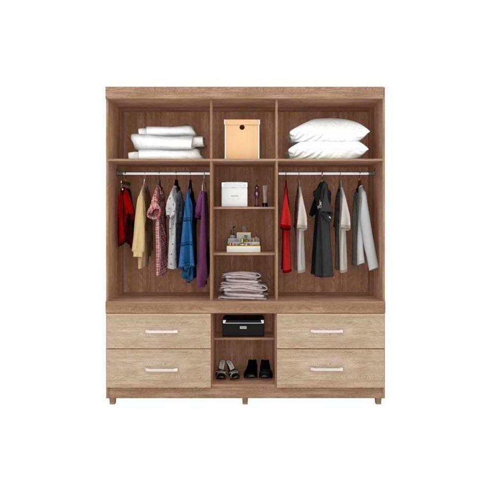 Guarda Roupa 6 Portas  e 4 Gavetas c/ Espelho Guarujá  Amêndola/Off White - Demóbile - 3