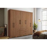 Guarda Roupa Casal 8 Portas e 6 Gavetas c/ Pés Master 8.6 Jatoba - Santos Andirá - 1
