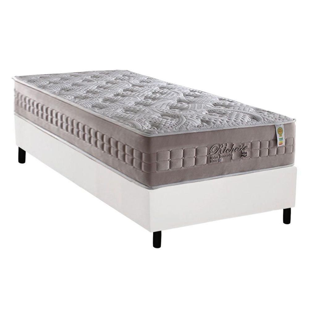 Cama Box Solteiro: Colchão Molas MasterPocket Ensacadas Anjos Richesse + Base CRC Courano Branco(88x188) - 1