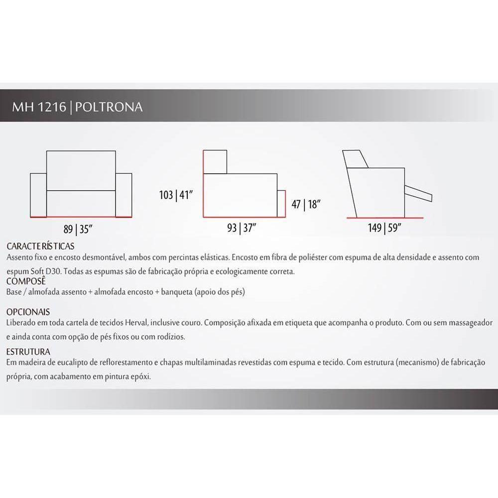 Poltrona do Papai Reclinável MH1216 Slim Two Way Animale Cinza Escuro - Herval - 2
