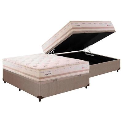 Cama Box Baú Casal: Colchão Molas Herval Maxspring England + Base CRC Courano Clean(138x188)