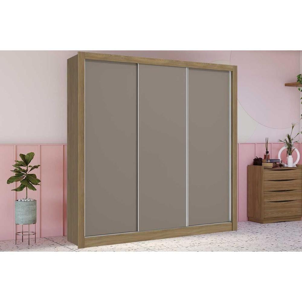 Guarda Roupa Casal 3 Portas de Correr e 2 Gavetas M570 Nogueira/Fendi - Kappesberg - 1