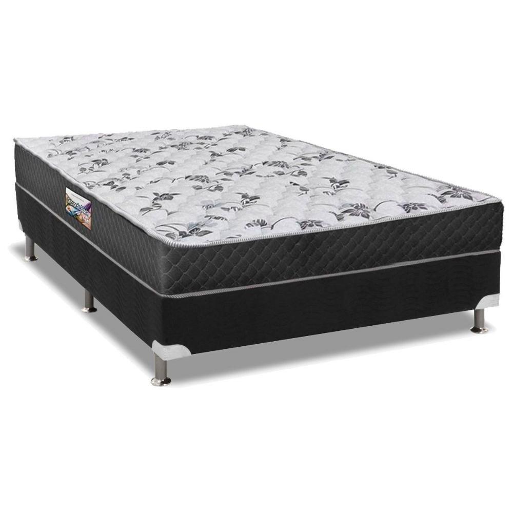 Cama Box Casal: Colchão Anatômico Herval D28/AG65 Ortopedic Black + Base CRC Suede Black(138x188) - 1