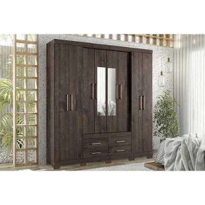 Guarda Roupa Casal Nápoles 8 Portas de Bater 4 Gavetas Ébano Santos Andirá