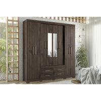 Guarda Roupa Casal 8 Portas E 4 Gavetas C/ Espelho E Pés Nápoles ébano - Santos Andirá - 1