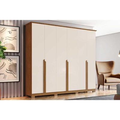 Guarda Roupa Casal Andréas Nature-off White 6 Portas de Abrir 6 Gavetas Off White Henn