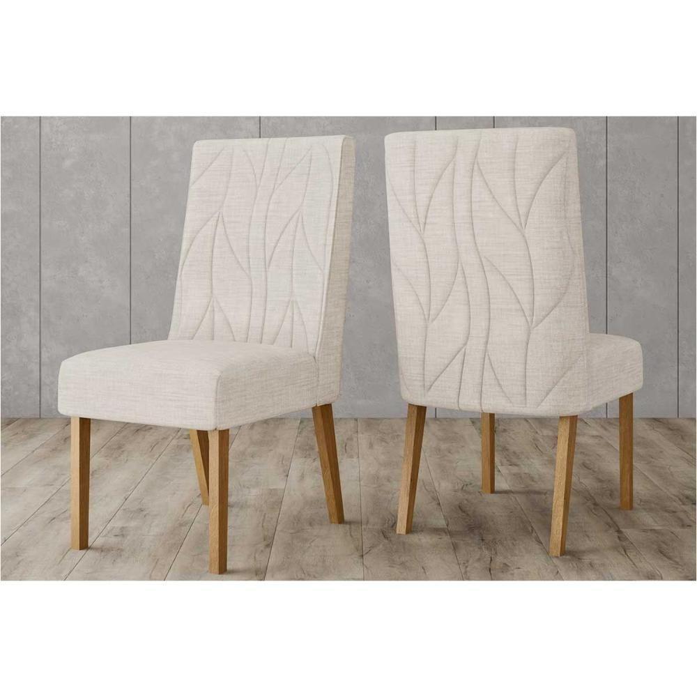 Cadeira Sala de Jantar Eloá Kit 2 Un Nature/Veludo Light Linho - Henn - 1