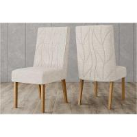 Cadeira Sala de Jantar Eloá Kit 2 Un Nature/Veludo Light Linho - Henn - 1