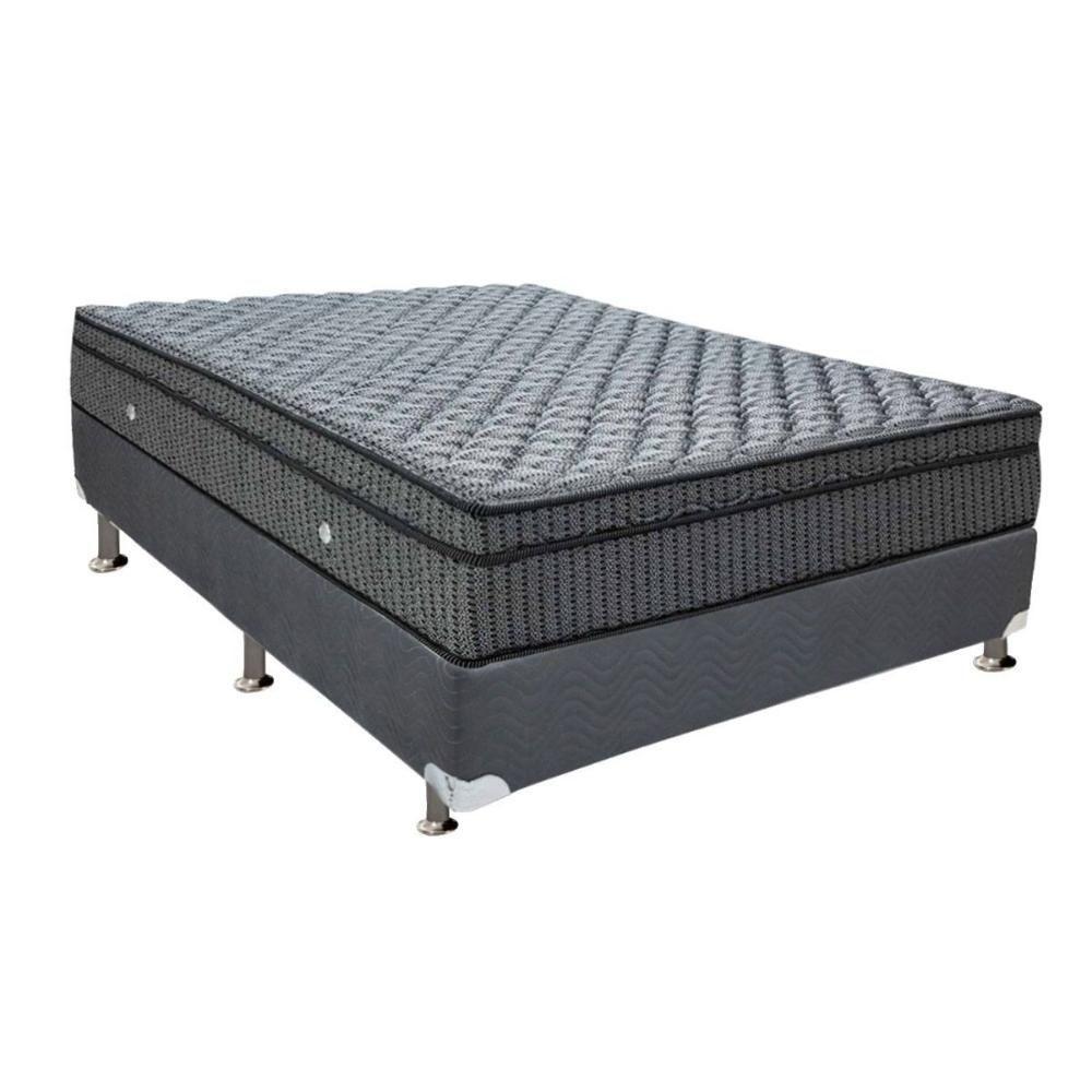 Cama Box Casal: Colchão Molas Ortobom Hotelaria Multilastic Orthotel Superluxo + Base CRC Suede Gray(138x188) - 1
