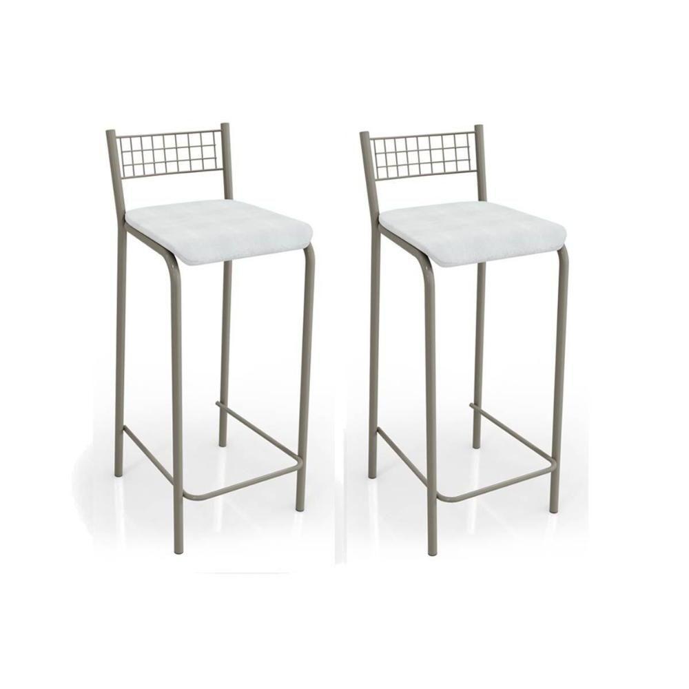 Banqueta de Cozinha Gênova 2B705CR Kit 2 Un Níquel/Courano Branco - Kappesberg - 1