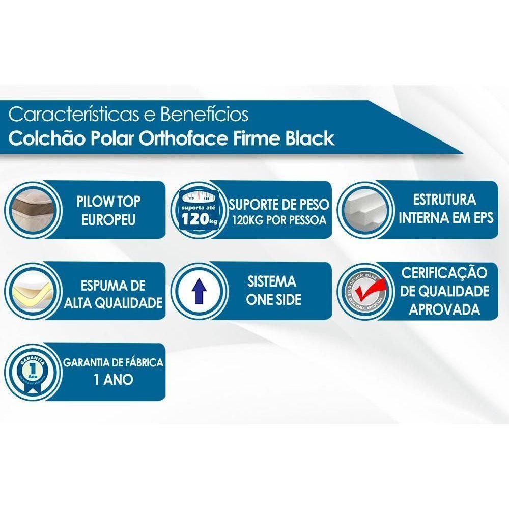 Cama Box Baú Casal: Colchão Ortopédico Polar D28 / EP Orthoface + Base CRC Suede Black(138x188) - 2