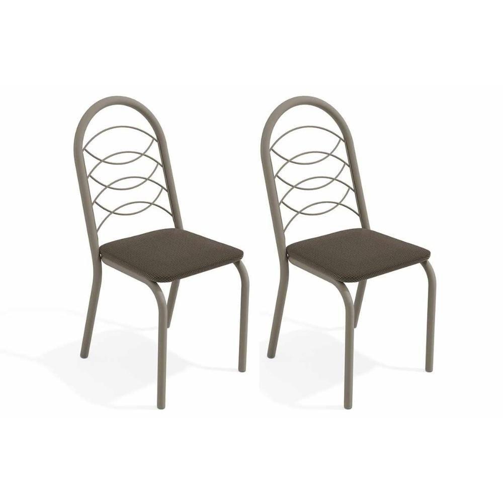 Kit 2 Cadeiras Sala Jantar Holanda 2C009NK  2 Un Níquel/Courano Marrom - Kappesberg - 1