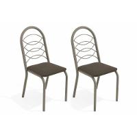 Kit 2 Cadeiras Sala Jantar Holanda 2C009NK  2 Un Níquel/Courano Marrom - Kappesberg - 1
