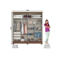 Guarda Roupa Casal 2 Portas Deslizante e 3 Gavetas Briz B352 Nature/Off White - Henn - 3