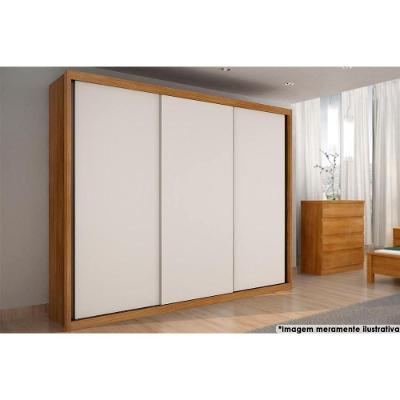 Guarda Roupa Casal Paradizzo Gold 3 Portas de Correr 6 Gavetas Freijó Cumaru-Branco MDF