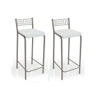 Kit 2 Banquetas Sala Jantar Gênova 2B705CR 2 Un Níquel/Courano Branco - Kappesberg - 1