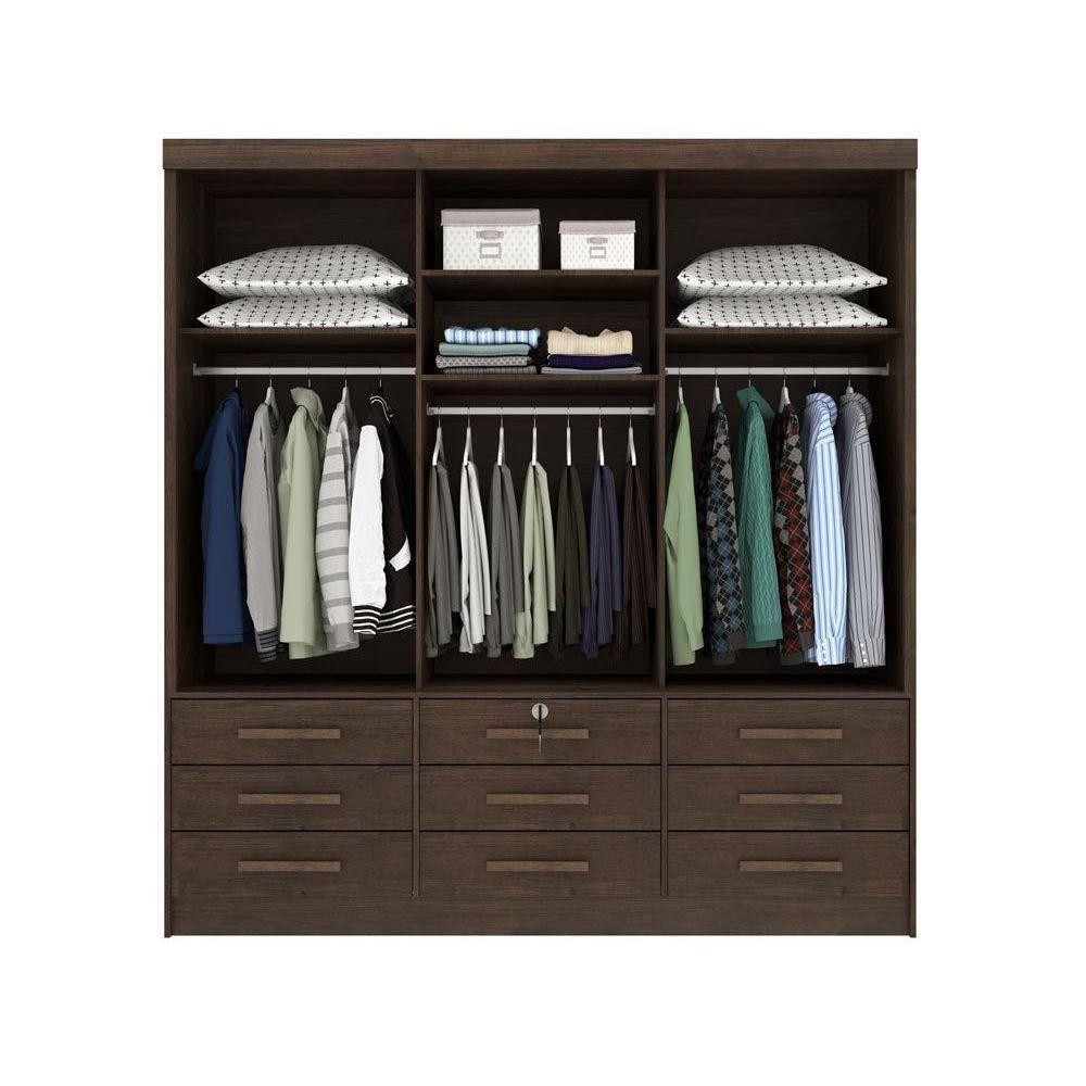 Guarda Roupa 3 Portas Chicago c/ de Correr e 9 Gavetas Cinamomo - Tcil Móveis - 3