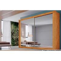 Guarda Roupa 2 Portas de Correr e 4 Gavetas c/ Espelho Creta Peroba/Off White - Europa - 1