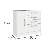 Cômoda Juvenil Chicago c/ 1 Porta e 4 Gavetas Branco/Neve - Tcil Móveis - 6