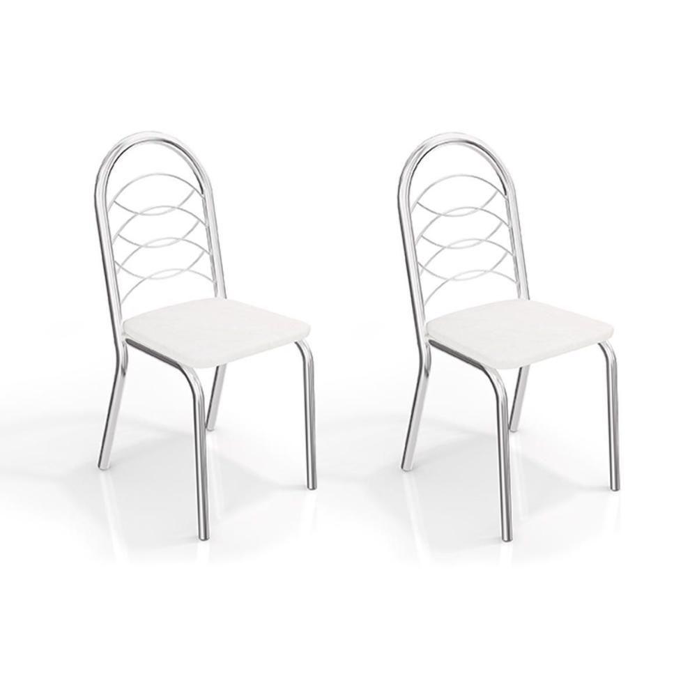 Kit 2 Cadeiras Sala Jantar Holanda 2C009  2 Un Cromado/Courano Branco - Kappesberg - 1
