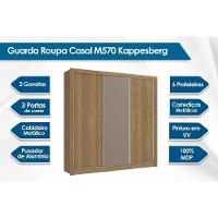 Guarda Roupa Casal 3 Portas de Correr e 2 Gavetas M570 Nogueira/Fendi/Nogueira - Kappesberg