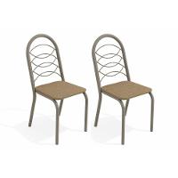 Cadeira Sala de Jantar Holanda 2C009NK Kit 2 Un Níquel/Linho Capuccino - Kappesberg - 1