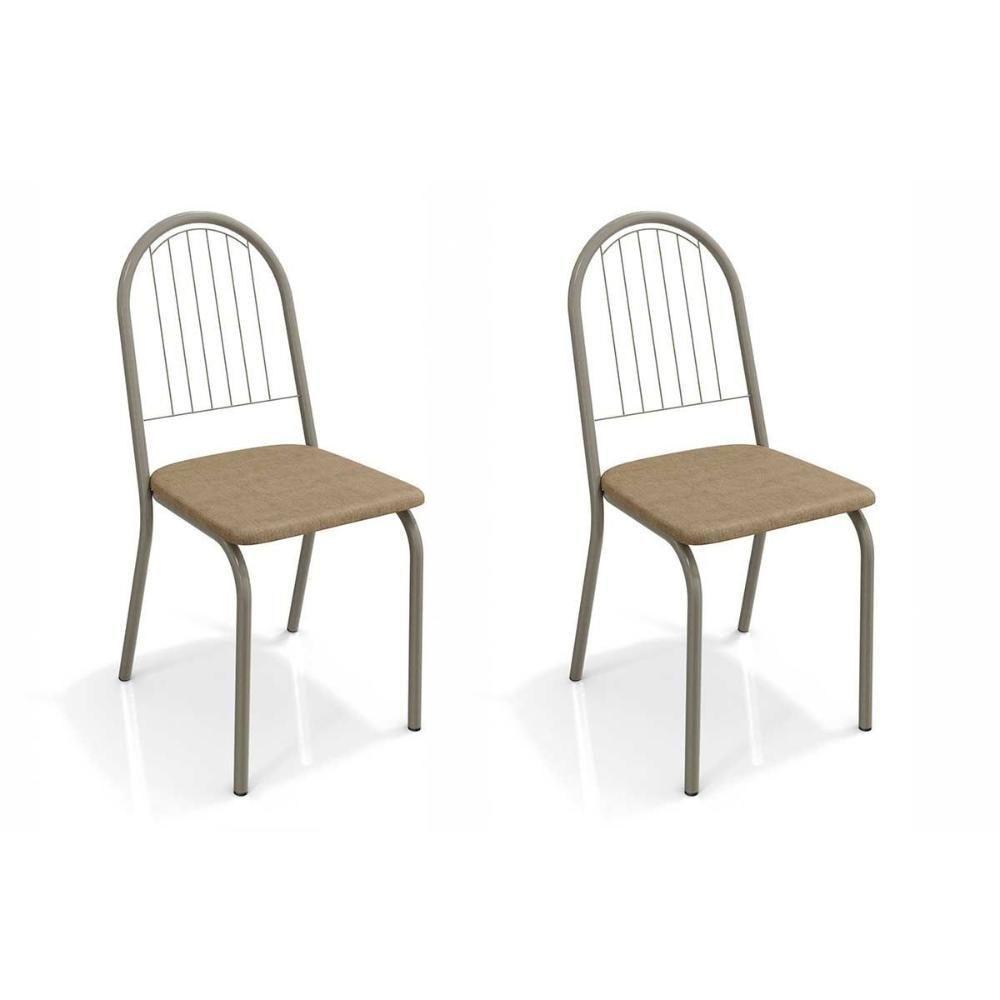 Kit 2 Cadeiras de Cozinha Noruega 2C077NK  2 Un Níquel/Linho Capuccino - Kappesberg - 1