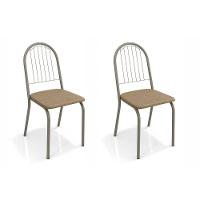 Kit 2 Cadeiras de Cozinha Noruega 2C077NK  2 Un Níquel/Linho Capuccino - Kappesberg - 1