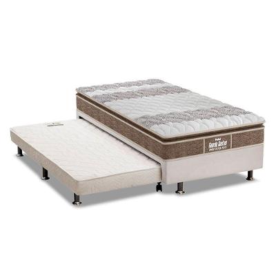 Cama Box c/Auxiliar Solteiro: Colchão Espuma Probel D33/EP Guarda Costas Plus Brown + Base CRC Courano Branco(88x188)