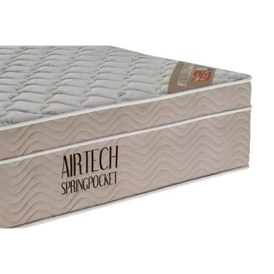 Cama Box Solteiro: Colchão Molas Ensacadas Ortobom SuperPocket Fort Airtech Spring + Base CRC Suede Clean(88x188)