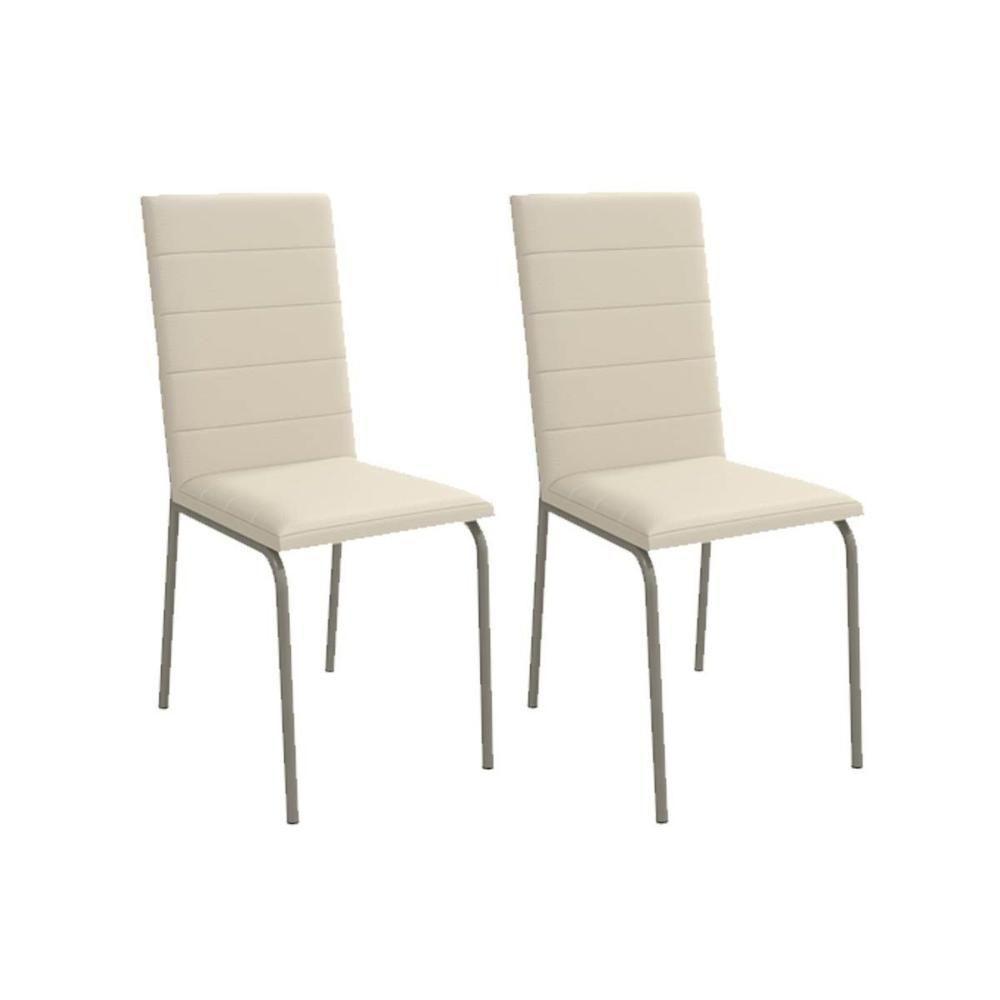Cadeira de Cozinha Amsterdã 2C091 Kit 2 Un Níquel/Courano Nude - Kappesberg - 1
