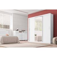 Guarda Roupa Casal 3 Portas de Correr e 2 Gavetas c/ Espelho Residence Branco - Demóbile - 5